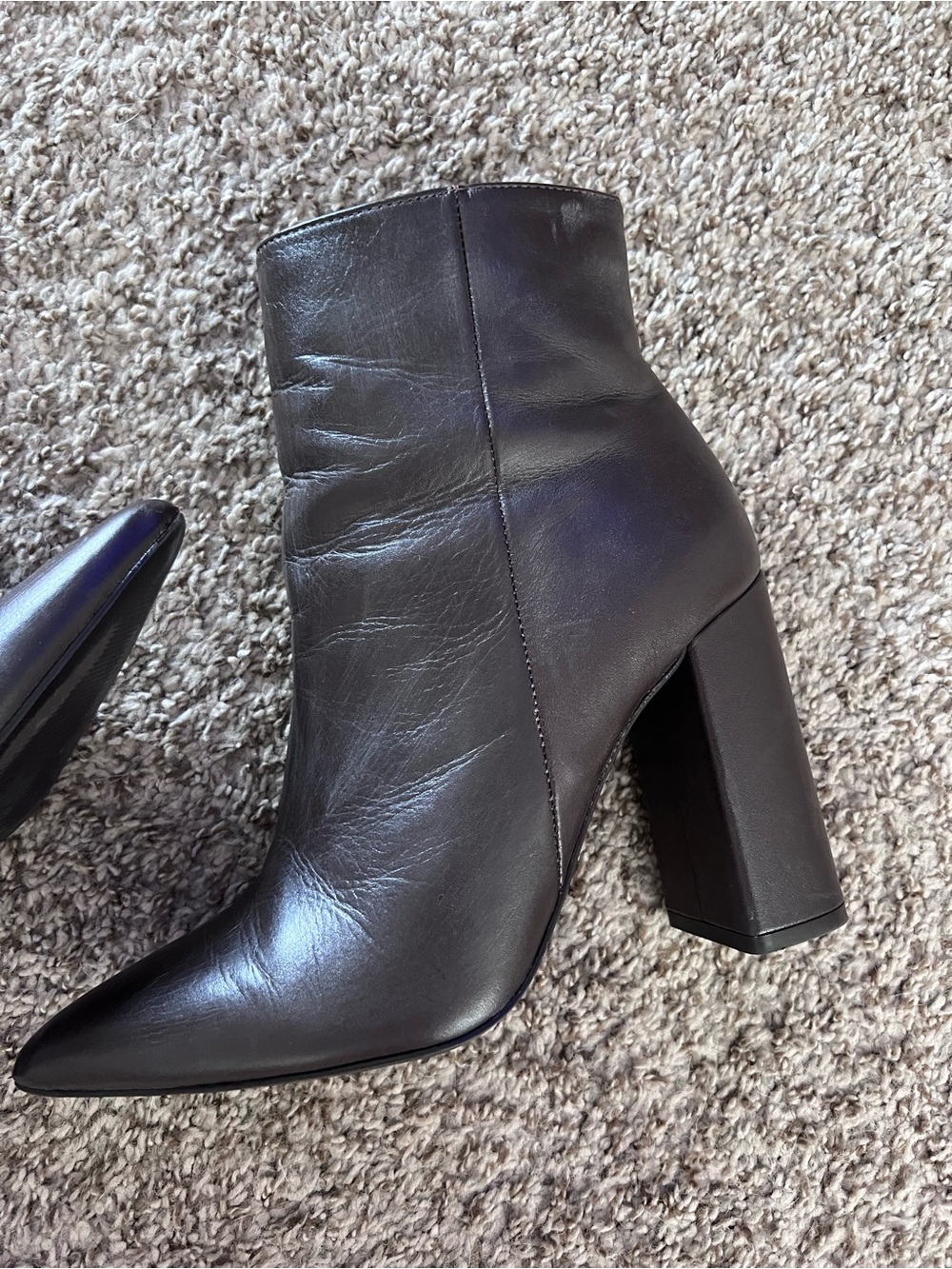 Steven Madden Dark Brown Pointed-Toe Block Heel Ankle Boots - Picture 2 of 11